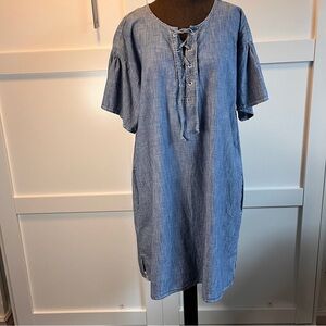 GAP Blue Lace-Up Midi Dress